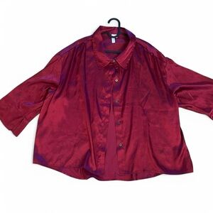 wine / burgundy / red button up pajama style blouse